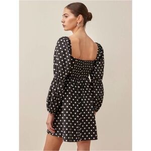 Reformation Black and White Polka Dot Long Sleeve Dress
